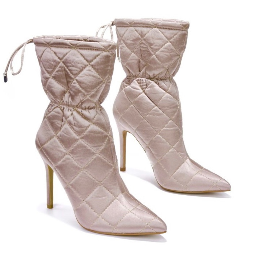 Nude Quilted Ankle Booties